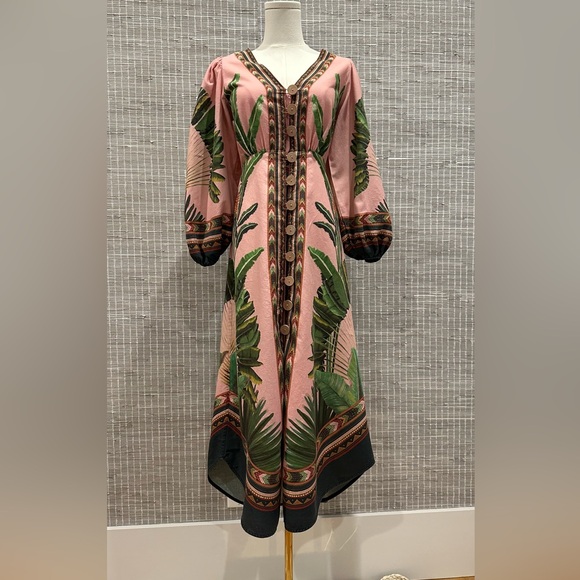 💚 Farm Rio Amazonia Forest Button-front Maxi Dress 💚 - Picture 2 of 8